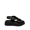 CHARLY FOX women's leather sandal black crossed 11341 100% leather MADE IN ITALY