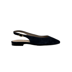 FRANCESCO BRUNELLI slingback donna a punta camoscio blu 5100 100% pelle