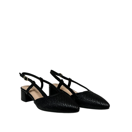 FRANCESCO BRUNELLI slingback donna a punta nera 5115 100% pelle