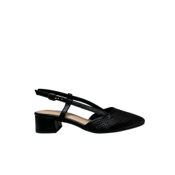 FRANCESCO BRUNELLI slingback donna a punta nera 5115 100% pelle