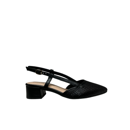 FRANCESCO BRUNELLI slingback donna a punta nera 5115 100% pelle