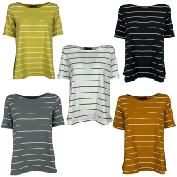 NEIRAMI t-shirt donna svasata righe B53RG MADE IN ITALY