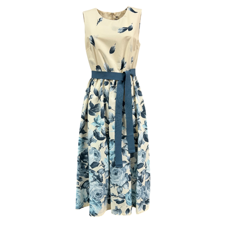 MYLAB abito donna lungo fantasia floreale piazzata burro/celeste Q42A347/3391 MADE IN ITALY