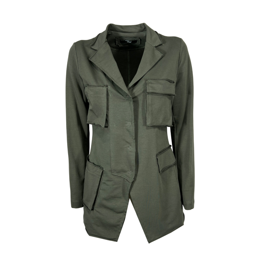 TADASHI women's jacket military brushed sweatshirt P256114 MADE IN ITALY
