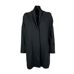 TADASHI spolverino donna felpa garzata nera sciallato P256076 MADE IN ITALY