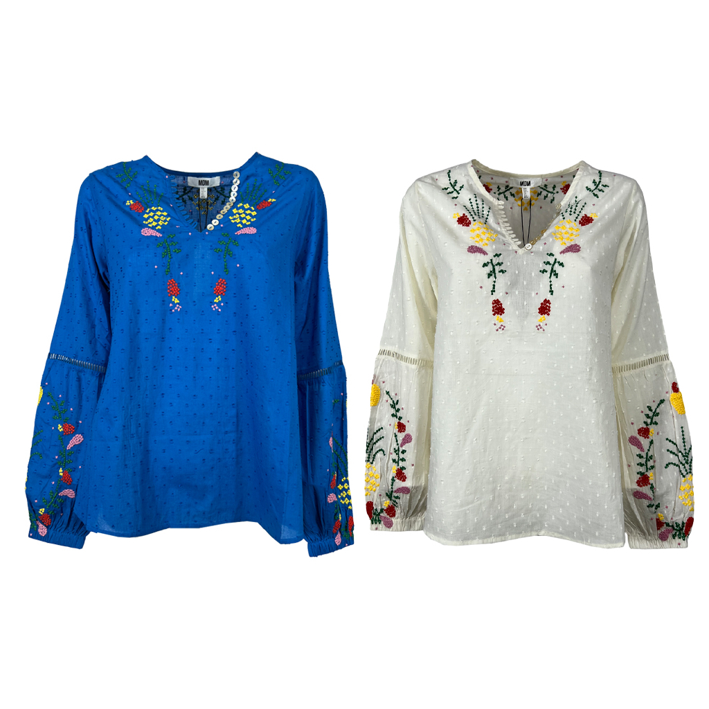 MD’M blusa donna cotone plumetis 2.61.100.04 100% cotone
