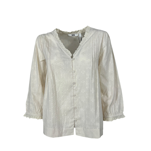 MD’M camicia donna ecru cotone plumetis 2.61.468.44 100% cotone