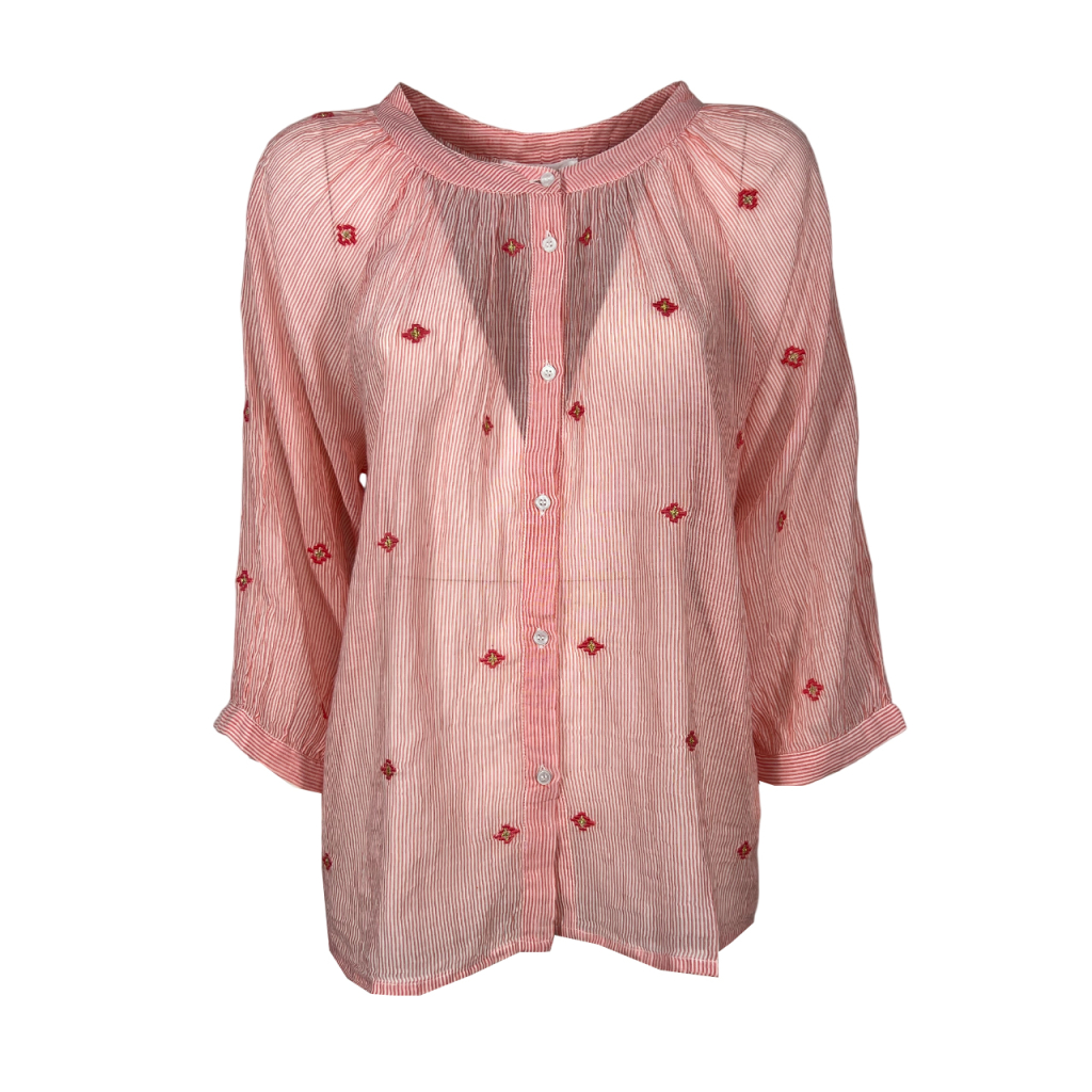 MD’M camicia donna righe corallo/bianco 2.61.068.36 100% cotone