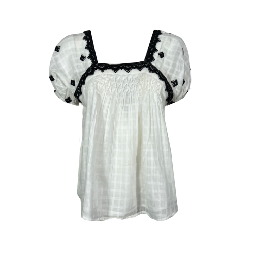 MD’M blusa donna cotone operato bianco svasata 2.61.840.01 100% cotone