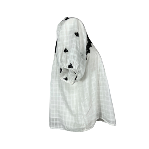 MD’M blusa donna cotone operato bianco svasata 2.61.840.01 100% cotone