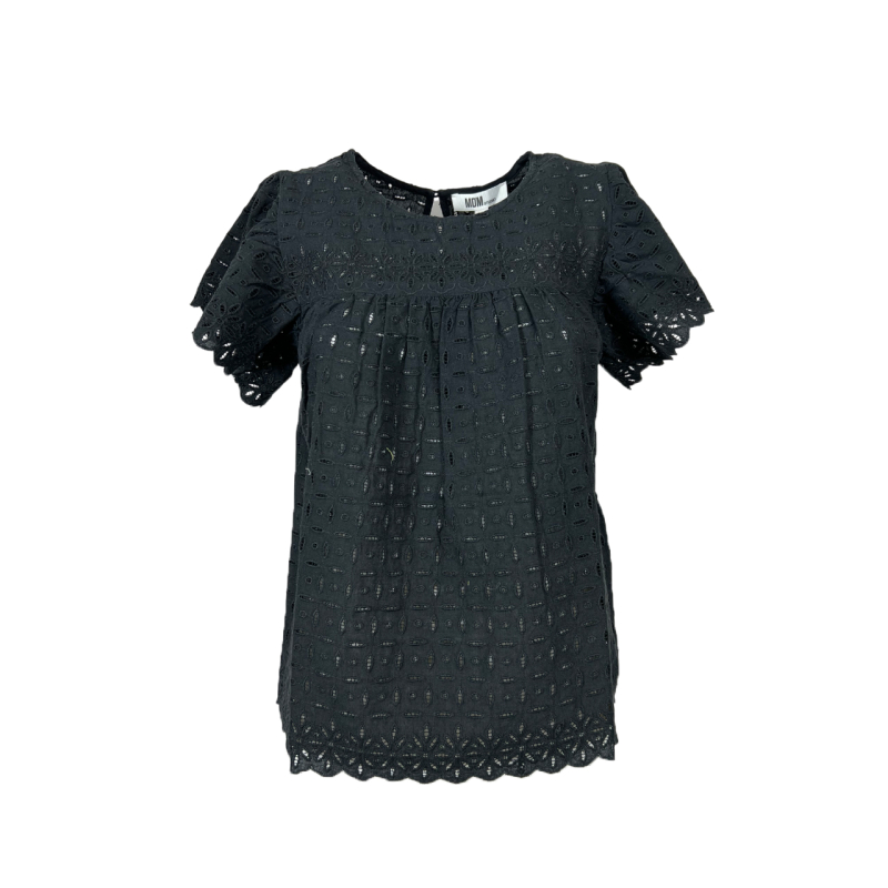 MD’M STUDIO blusa donna sangallo nero 2.61.468.46 90% cotone 10% lino
