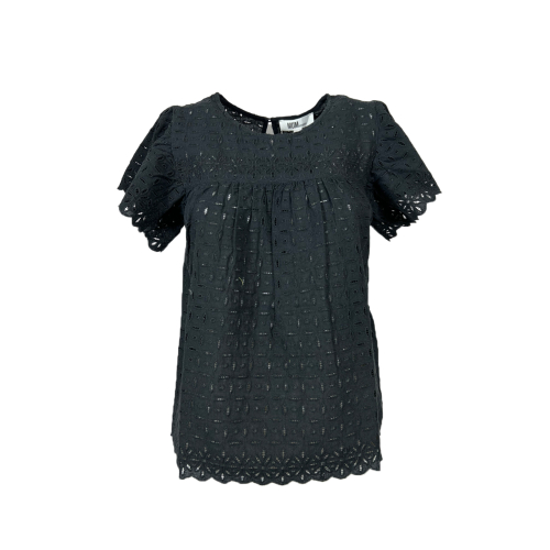 MD’M STUDIO blusa donna sangallo nero 2.61.468.46 90% cotone 10% lino