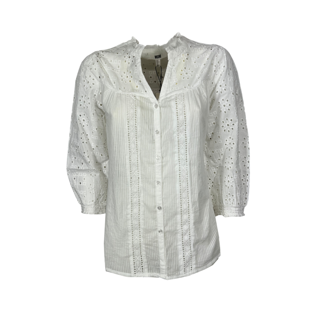 MD’M camicia donna sangallo/cotone bianco 2.61.051.40 100% cotone