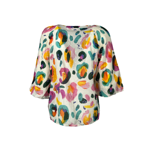 MD’M camicia donna ecru fantasia multicolor 2.61.423.15 100% cotone