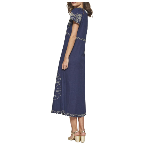 MD’M STUDIO abito donna blu 2.75.053.01 50% lino 50% cotone