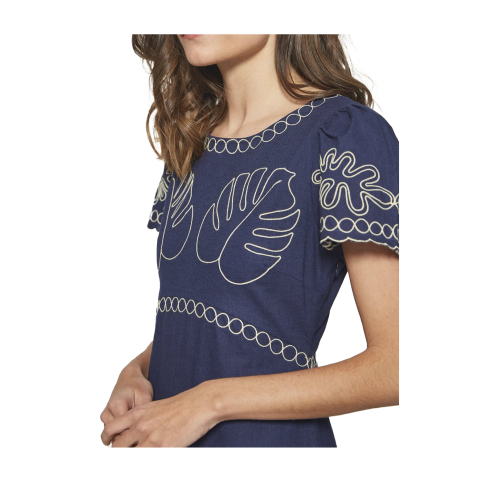 MD’M STUDIO abito donna blu 2.75.053.01 50% lino 50% cotone