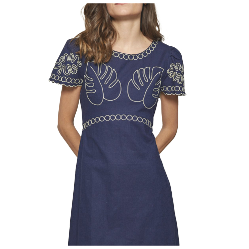 MD’M STUDIO abito donna blu 2.75.053.01 50% lino 50% cotone