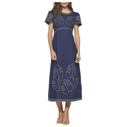MD’M STUDIO abito donna blu 2.75.053.01 50% lino 50% cotone
