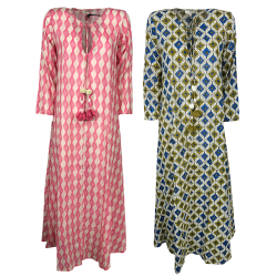 ORDI.TO abito donna cotone leggero fantasia svasato VERA 100% cotone