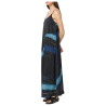 HUMILITY abito svasato stampa blu/azzurro tye&dye BACHIRA-T MADE IN ITALY