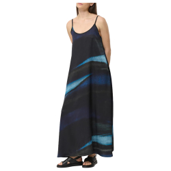 HUMILITY abito svasato stampa blu/azzurro tye&dye BACHIRA-T MADE IN ITALY