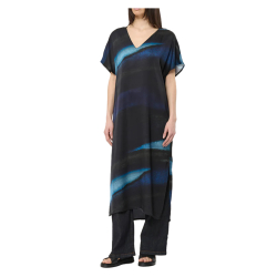 HUMILITY abito lungo stampa blu/azzurro tye&dye BABEAM-T MADE IN ITALY