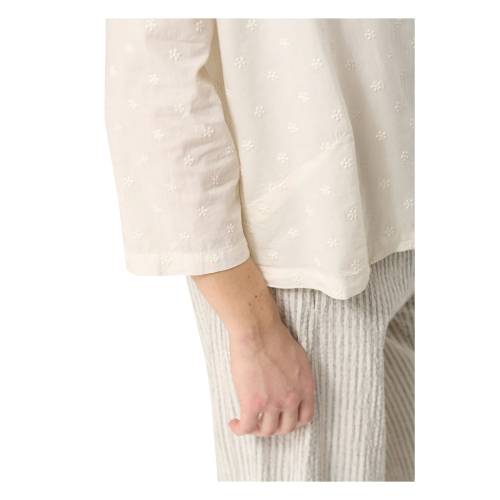 HUMILITY camicia donna cotone ricamato ecru TIRIANE-B 100% cotone MADE IN ITALY