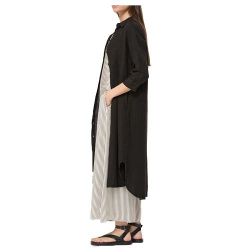 HUMILITY black linen shirt dress TALICIA- L MADE IN ITALY