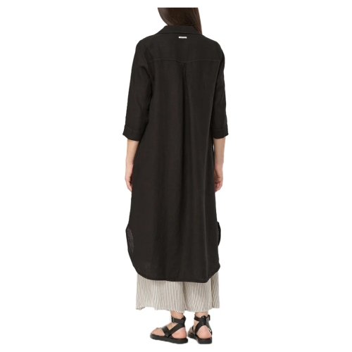 HUMILITY black linen shirt dress TALICIA- L MADE IN ITALY