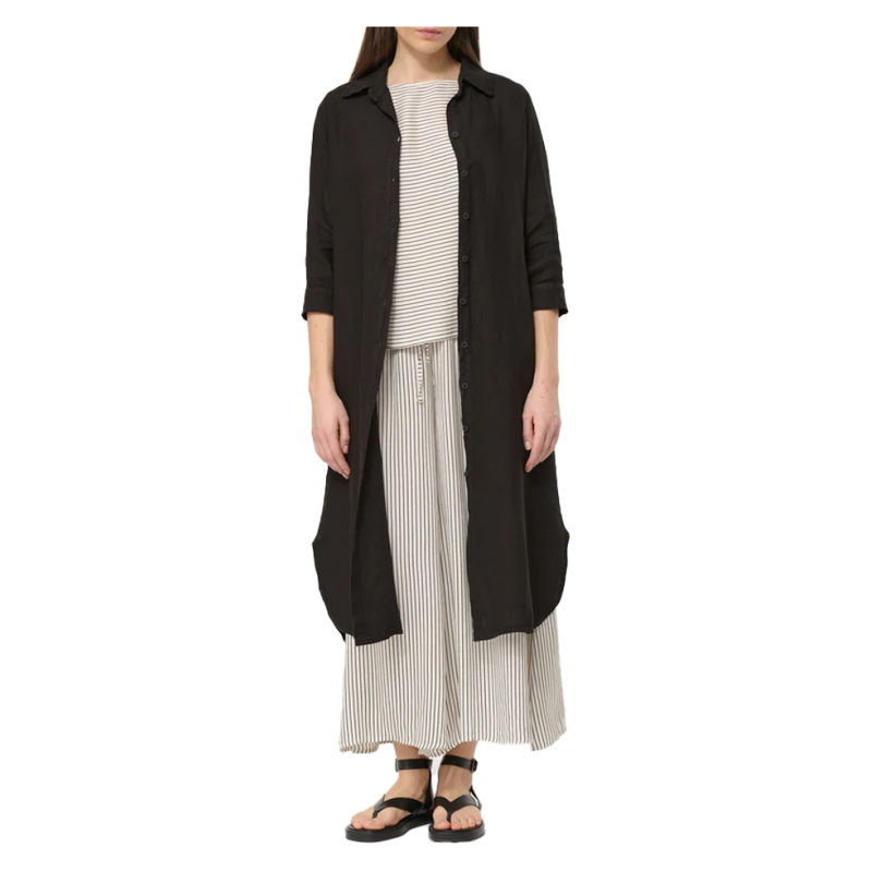 HUMILITY black linen shirt dress TALICIA- L MADE IN ITALY