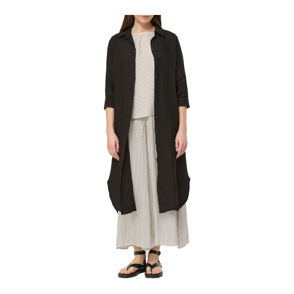 HUMILITY black linen shirt dress TALICIA- L MADE IN ITALY