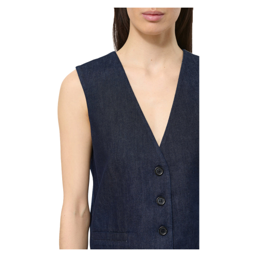 HUMILITY gilet donna jeans blu scuro BEJA -D 100% cotone