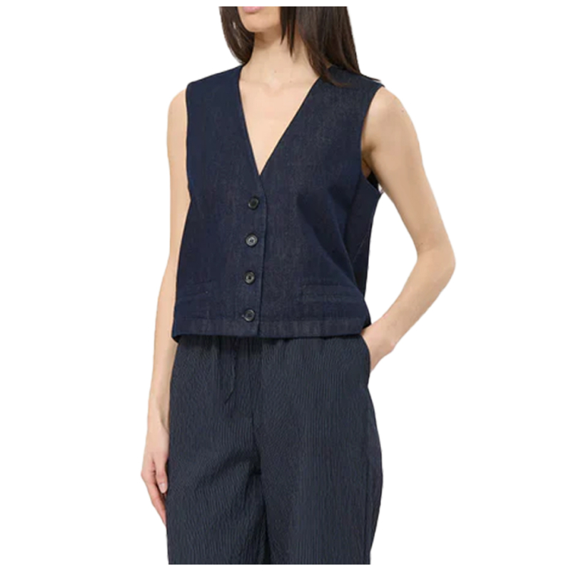 HUMILITY gilet donna jeans blu scuro BEJA -D 100% cotone
