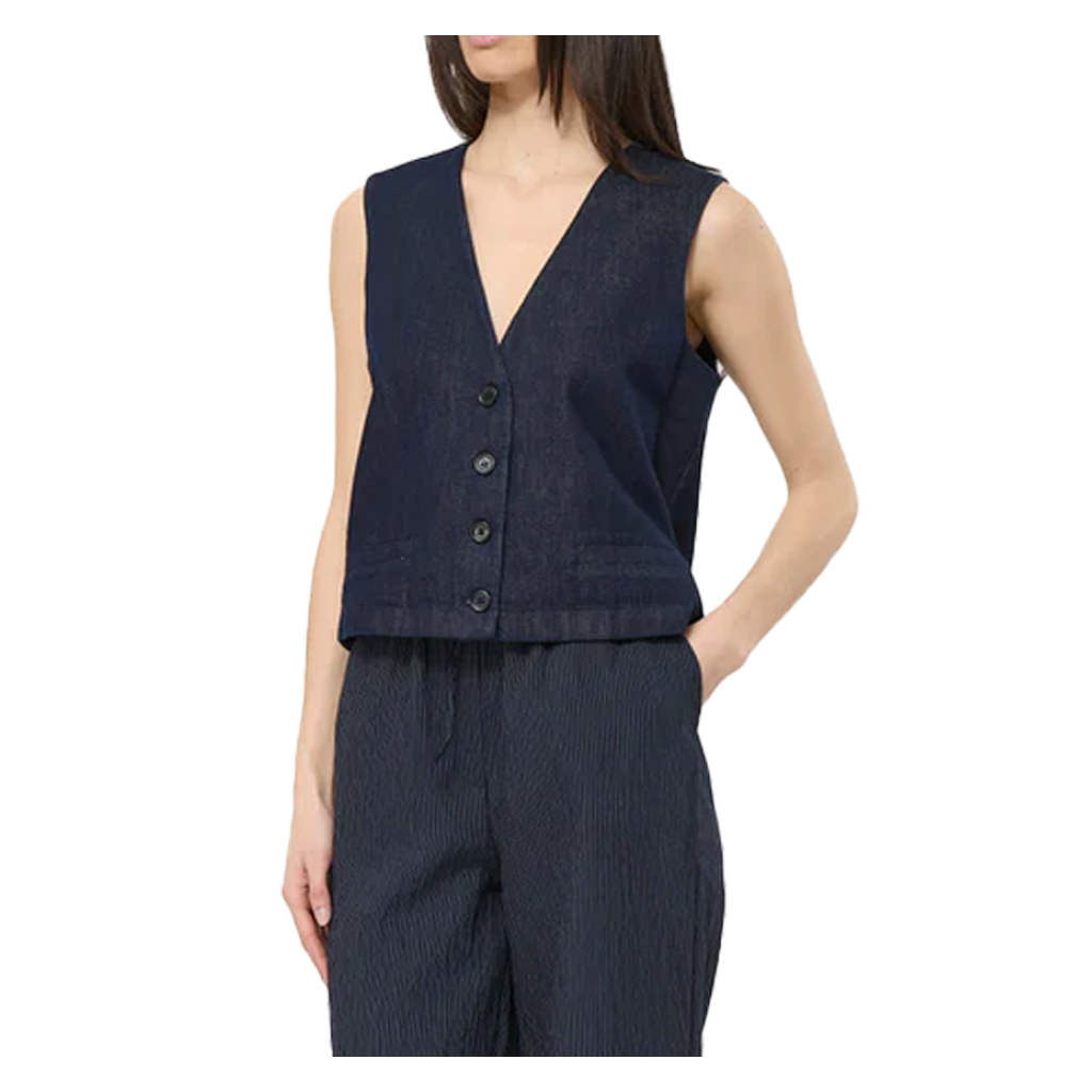 HUMILITY gilet donna jeans blu scuro BEJA -D 100% cotone HUMILITY gilet donna jeans blu scuro BEJA -D 100% cotone