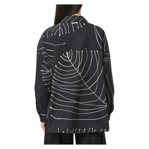 HUMILITY maxi camicia donna nera BASMA-V 100% cotone MADE IN ITALY