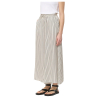 HUMILITY wide women's trousers in cream viscose satin with black stripes BRISTOM-R MADE IN ITALY