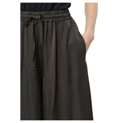 HUMILITY women's wide trousers in brown viscose satin BRISTOM-U MADE IN ITALY