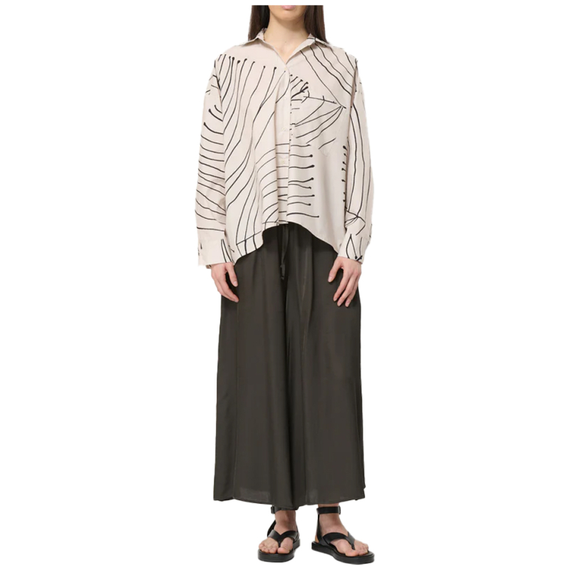 HUMILITY women's wide trousers in brown viscose satin BRISTOM-U MADE IN ITALY
