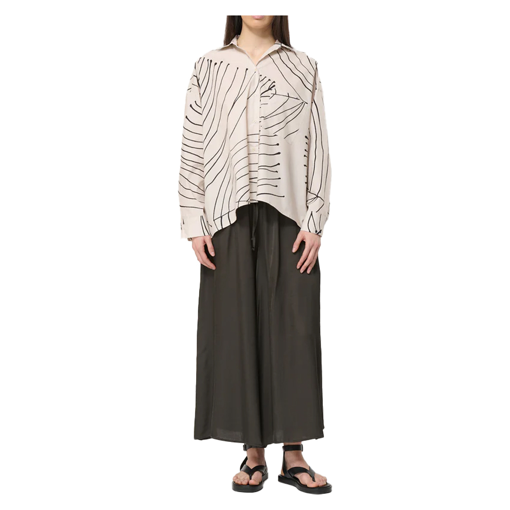 HUMILITY women's wide trousers in brown viscose satin BRISTOM-U MADE IN ITALY