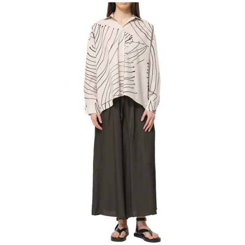 HUMILITY women's wide trousers in brown viscose satin BRISTOM-U MADE IN ITALY