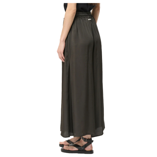 HUMILITY women's wide trousers in brown viscose satin BRISTOM-U MADE IN ITALY