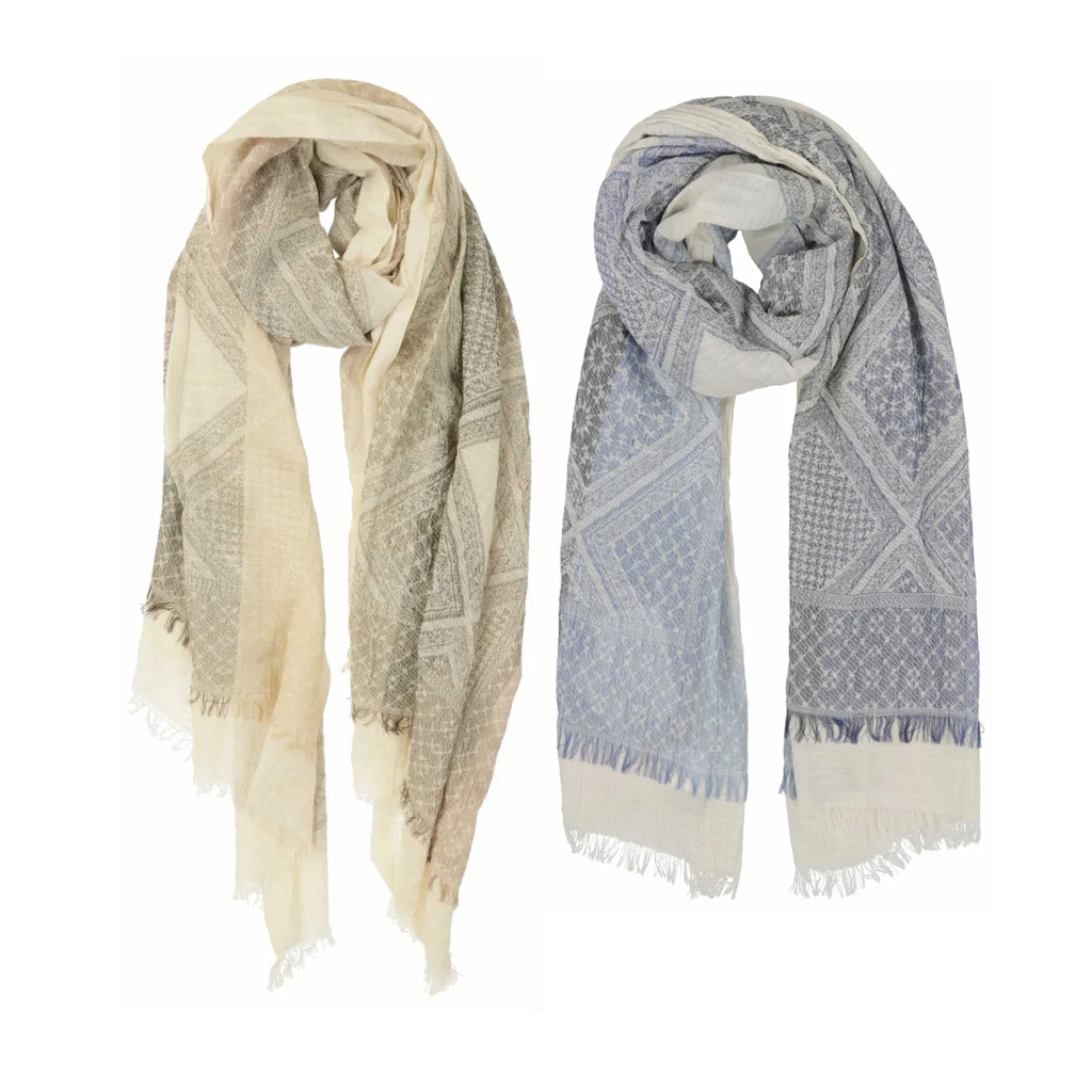LA FEE MARABOUTEE sciarpa donna ecru+cotone jacquard DAIKON LA FEE MARABOUTEE sciarpa donna ecru+cotone jacquard DAIKON