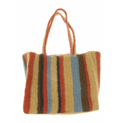LA FEE MARABOUTEE borsa donna rafia righe multicolor DOMINOX 100% carta