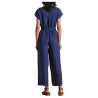 LA FEE MARABOUTEE blue linen jumpsuit DEDONA-L MADE IN ITALY