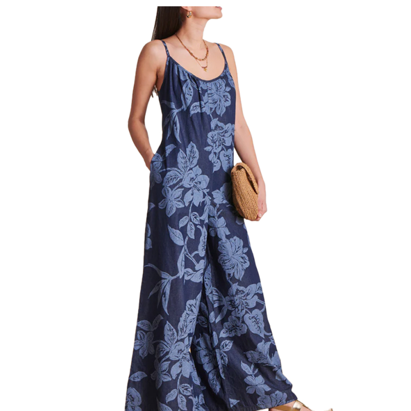 LA FEE MARABOUTEE women's palazzo jumpsuit light denim DIDART-J 100% cotton MADE IN ITALY