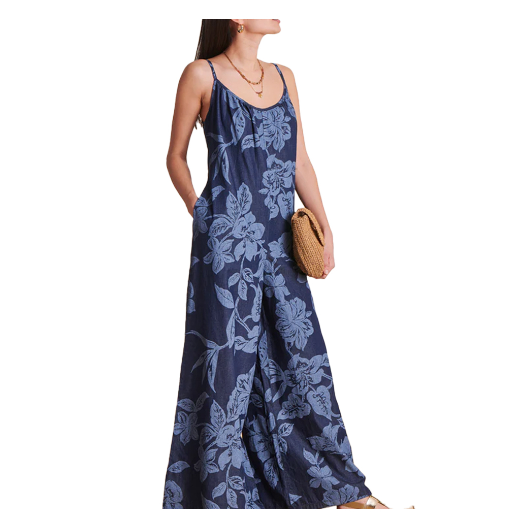 LA FEE MARABOUTEE women's palazzo jumpsuit light denim DIDART-J 100% cotton MADE IN ITALY