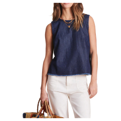 LA FEE MARABOUTEE top donna denim leggero blu scuro  DENZIL-D MADE IN ITALY