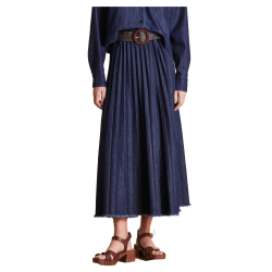 LA FEE MARABOUTEE gonna donna denim leggero plissè blu scuro DONUT-D MADE IN ITALY
