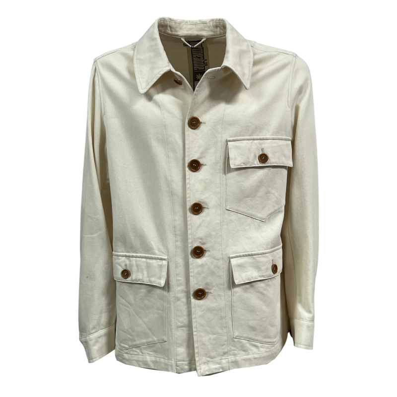 L’IMPERMEABILE men's unlined cream jacket ROOSVELT MAS MADE IN ITALY