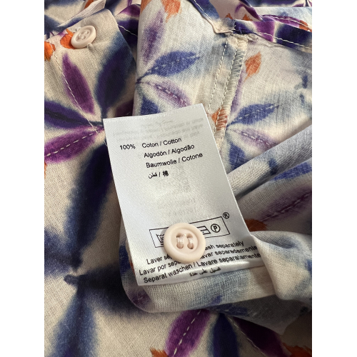 LA FEE MARABOUTEE camicia donna  cotone fantasia blu/viola/arancio LALLA-O MADE IN ITALY